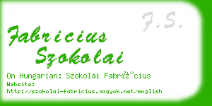 fabricius szokolai business card